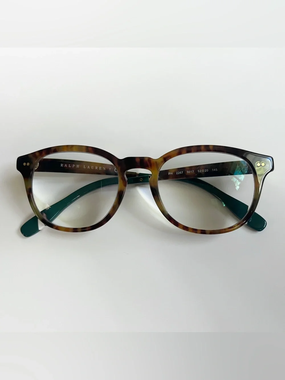 Polo Ralph Lauren Men Eyeglass Frames Shiny Brown Tortoise Shell Green PH2267